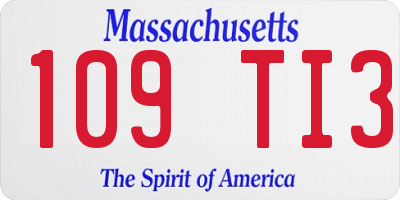 MA license plate 109TI3