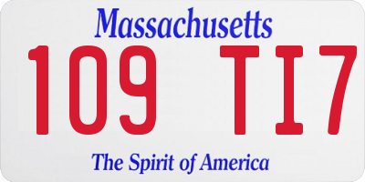 MA license plate 109TI7