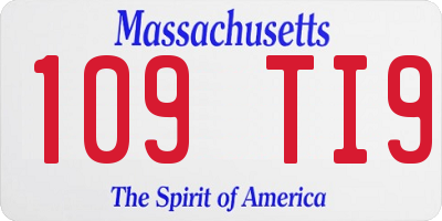 MA license plate 109TI9