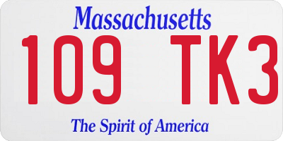 MA license plate 109TK3