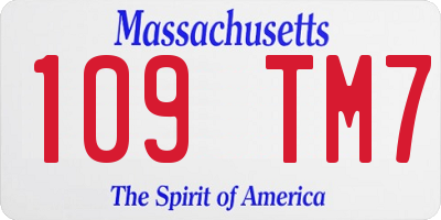 MA license plate 109TM7