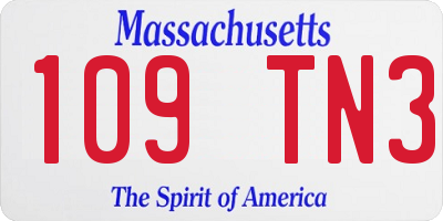 MA license plate 109TN3