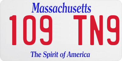 MA license plate 109TN9