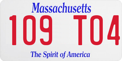 MA license plate 109TO4