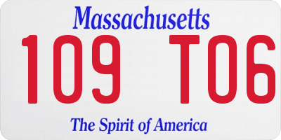 MA license plate 109TO6