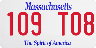 MA license plate 109TO8