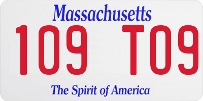 MA license plate 109TO9