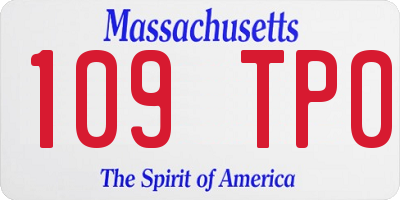 MA license plate 109TP0