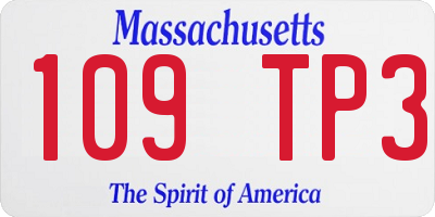 MA license plate 109TP3