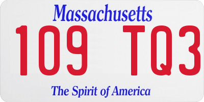 MA license plate 109TQ3