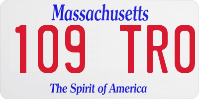 MA license plate 109TR0