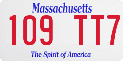 MA license plate 109TT7