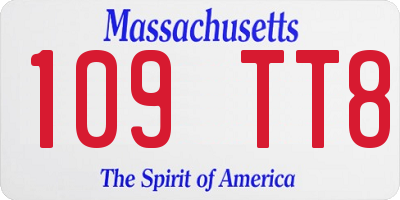 MA license plate 109TT8
