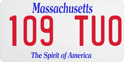 MA license plate 109TU0
