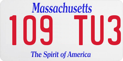 MA license plate 109TU3