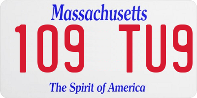 MA license plate 109TU9