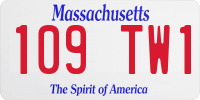 MA license plate 109TW1