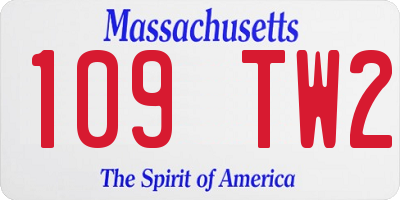 MA license plate 109TW2