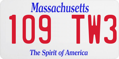 MA license plate 109TW3