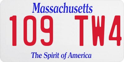 MA license plate 109TW4