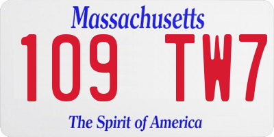 MA license plate 109TW7