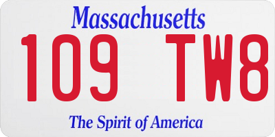 MA license plate 109TW8