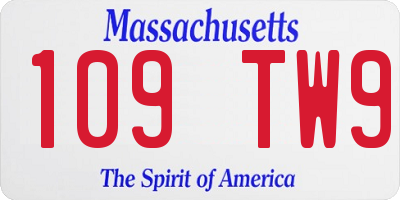 MA license plate 109TW9
