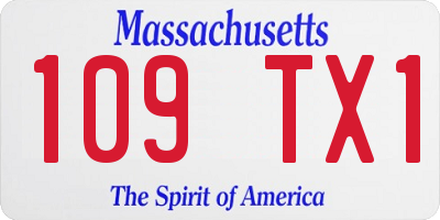 MA license plate 109TX1