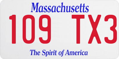 MA license plate 109TX3