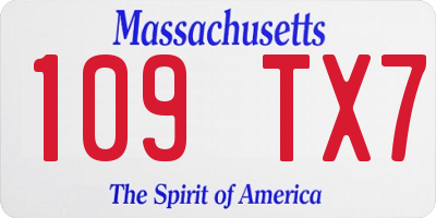 MA license plate 109TX7