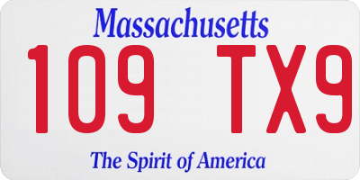 MA license plate 109TX9