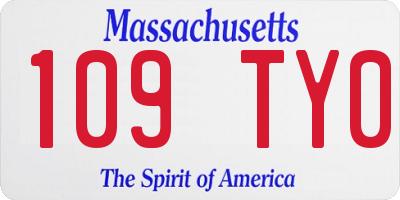 MA license plate 109TY0