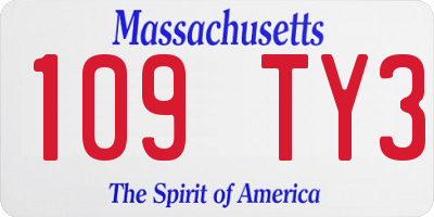 MA license plate 109TY3