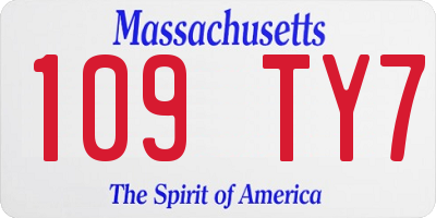 MA license plate 109TY7