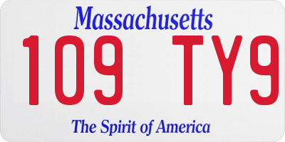 MA license plate 109TY9