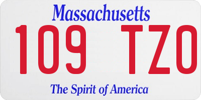 MA license plate 109TZ0