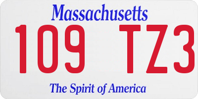 MA license plate 109TZ3