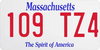 MA license plate 109TZ4