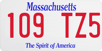 MA license plate 109TZ5