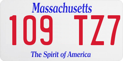 MA license plate 109TZ7