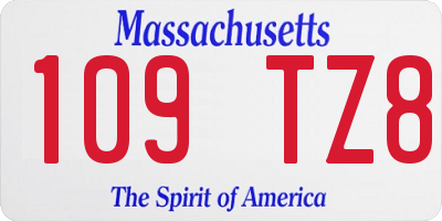 MA license plate 109TZ8