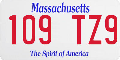 MA license plate 109TZ9