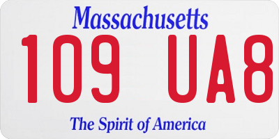MA license plate 109UA8
