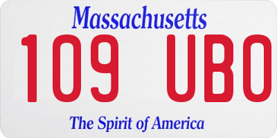 MA license plate 109UB0