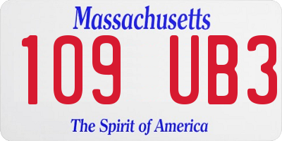 MA license plate 109UB3