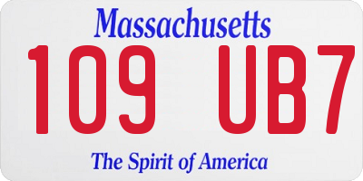 MA license plate 109UB7