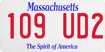 MA license plate 109UD2