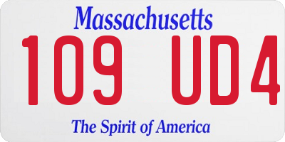 MA license plate 109UD4