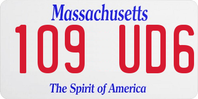 MA license plate 109UD6