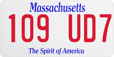 MA license plate 109UD7